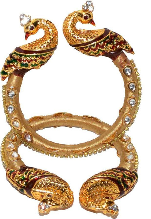 Jewels Kafe Antique Gold Plated Traditional Meenakari Pearl Bangles/Kada for Women/Girls.