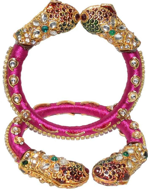 Jewels Kafe Antique Gold Plated Traditional Meenakari Pearl Bangles/Kada for Women/Girls.