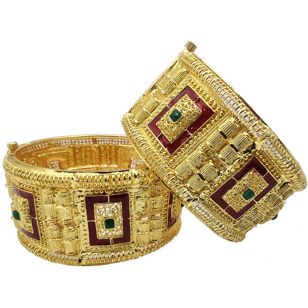 Jewels Kafe One Gram Gold Plated Forming Kada Set of 2