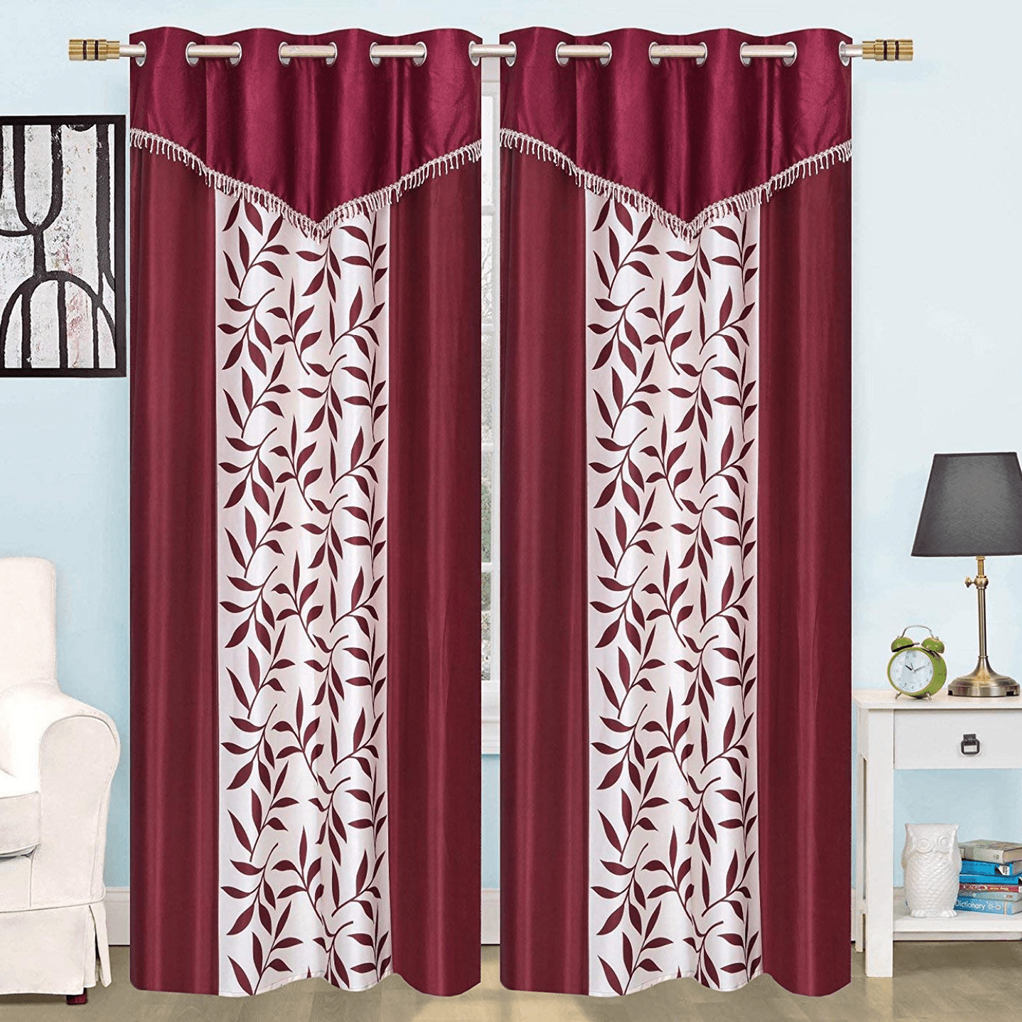 Urbanista 2 Piece Eyelet Polyester Printed Long Door Curtain 7Ft Main image