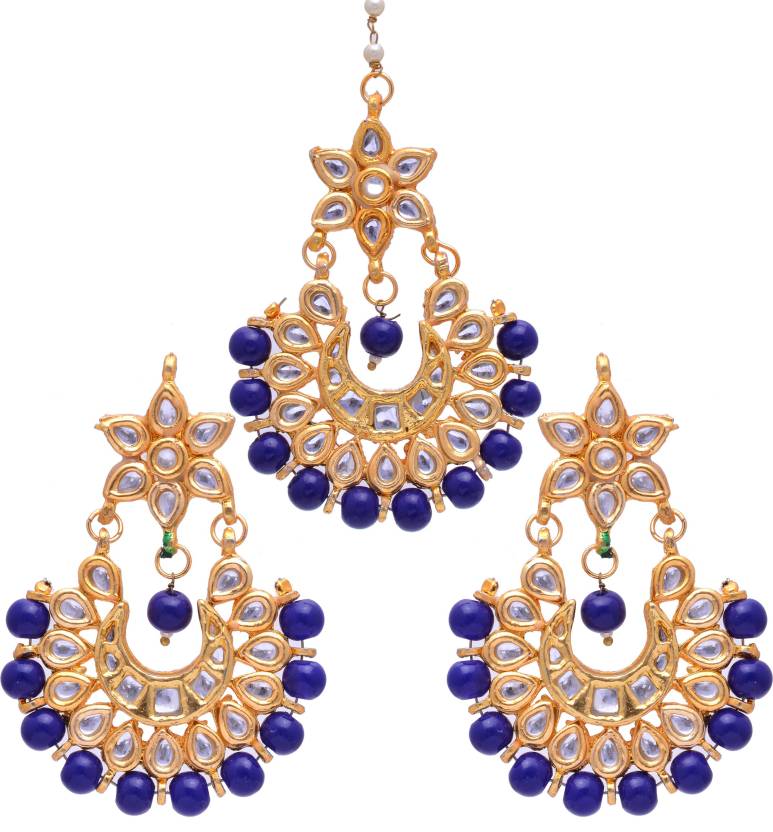 Jewels Kafe Gold Plated Maang Tikka Earrings Set Main image