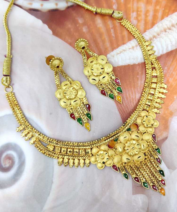 Jewels Kafe One Gram Gold Plated Necklace Set