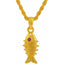 Jewels Kafe Gold Plated Fish with Ruby Eyes Animal Fish Rope Chain Pendant Locket
