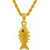 Jewels Kafe Gold Plated Fish with Ruby Eyes Animal Fish Rope Chain Pendant Locket Jewels Kafe
